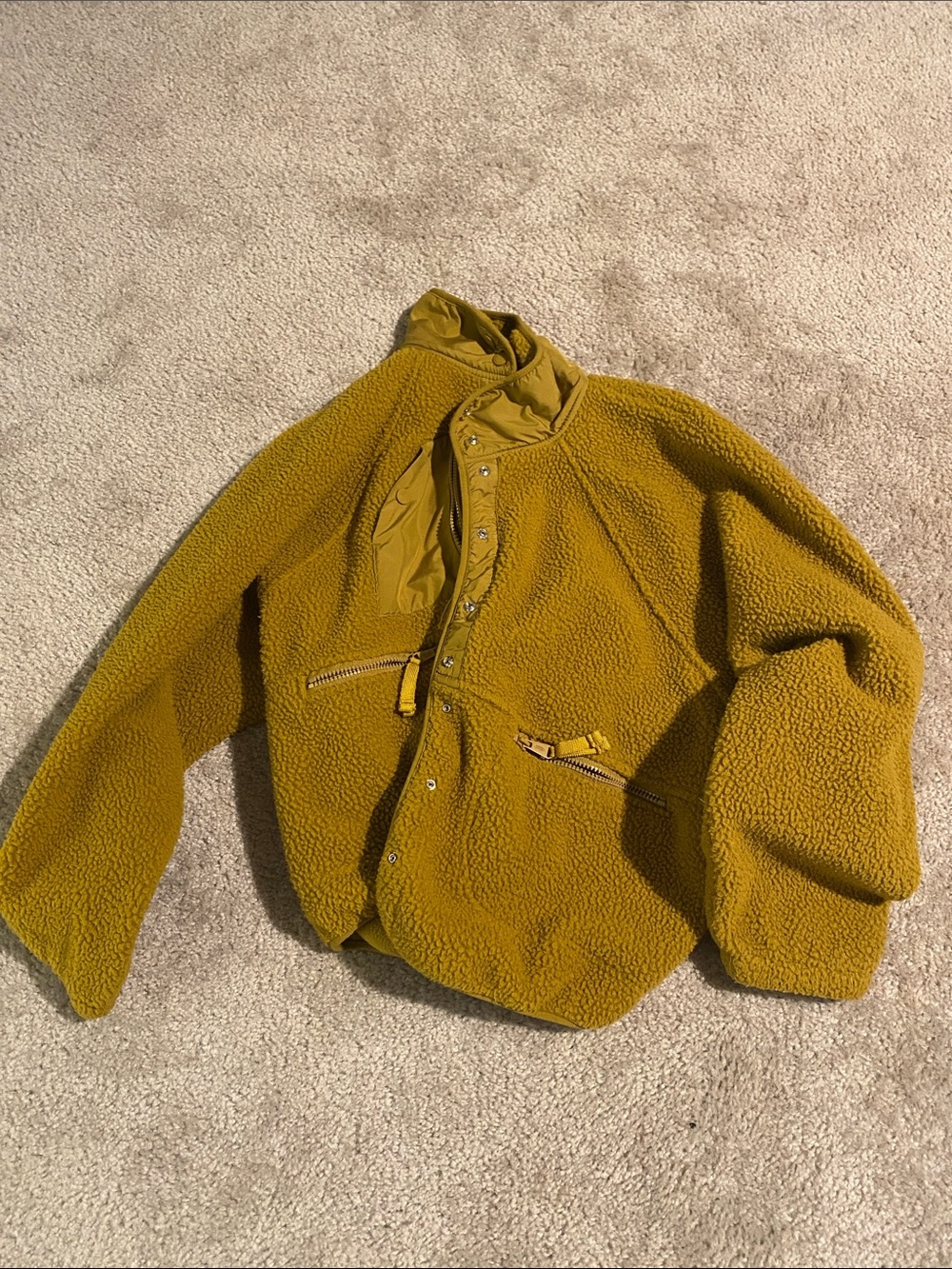 FP Movement Mustard Sherpa Jacket with Zipper Pockets